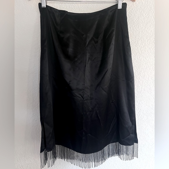 Vintage INC 100% Silk Beaded Tassel High Waisted Skirt - Picture 3 of 6